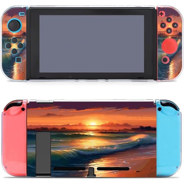스위치 보호 커버 충격 방지 내구성 PC 플라스틱 하드 케이스 2017년 출시 선셋 시사이드 프린트 Sunset Seaside : 부자고래10호점
