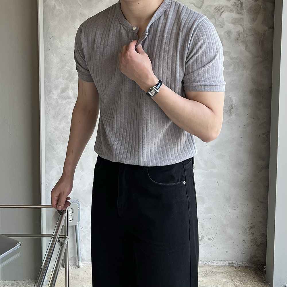 헨리넥반팔 머슬핏반팔 헨리넥티셔츠 - 상세 이미지 3