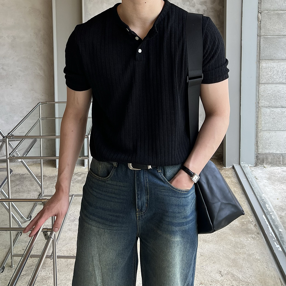헨리넥반팔 머슬핏반팔 헨리넥티셔츠 - 상세 이미지 5
