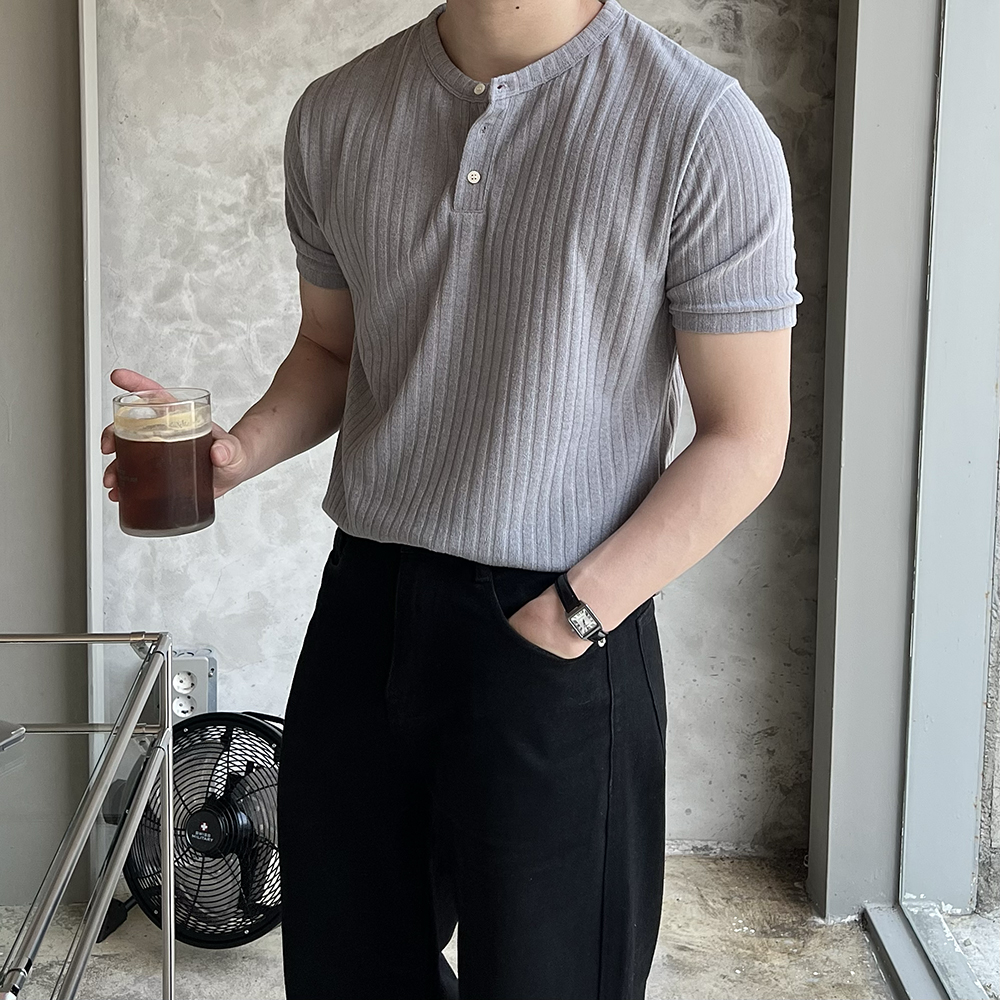 헨리넥반팔 머슬핏반팔 헨리넥티셔츠 - 상세 이미지 2