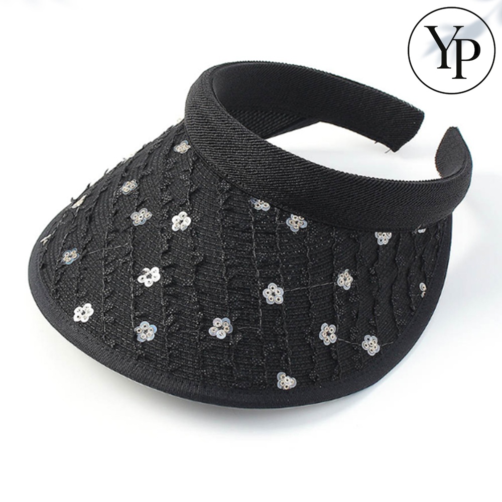 여성 썬캡 모자 햇빛가림 자외선차단 선바이저 스팽글 일모자 창넓은 휴양지 패션