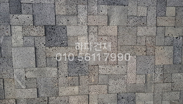 현무암타일 모자이크 혼합사이즈 / 현무암 판석 하다건재 시공사례