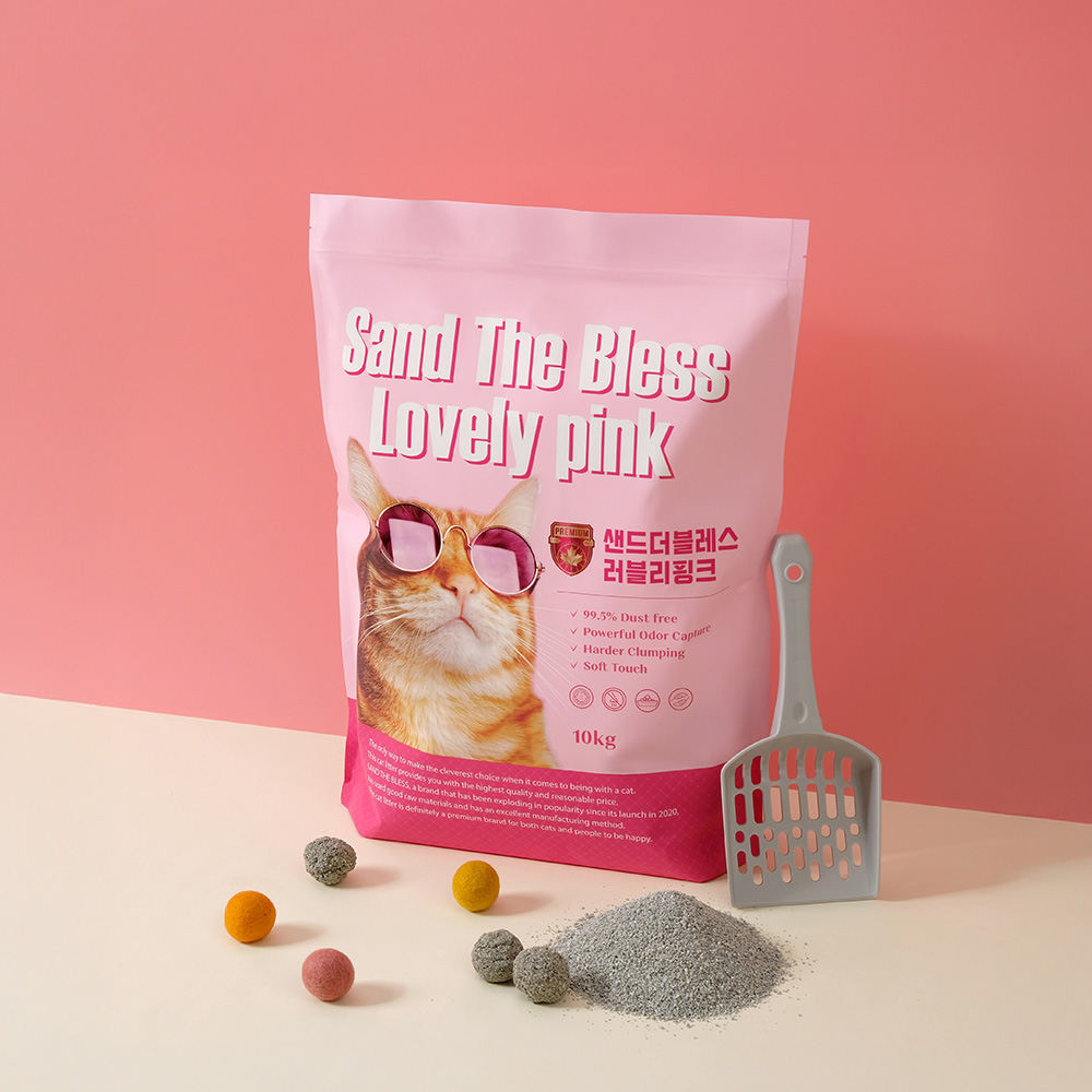 샌드더블레스 고양이모래 벤토나이트 러블리핑크 10kg