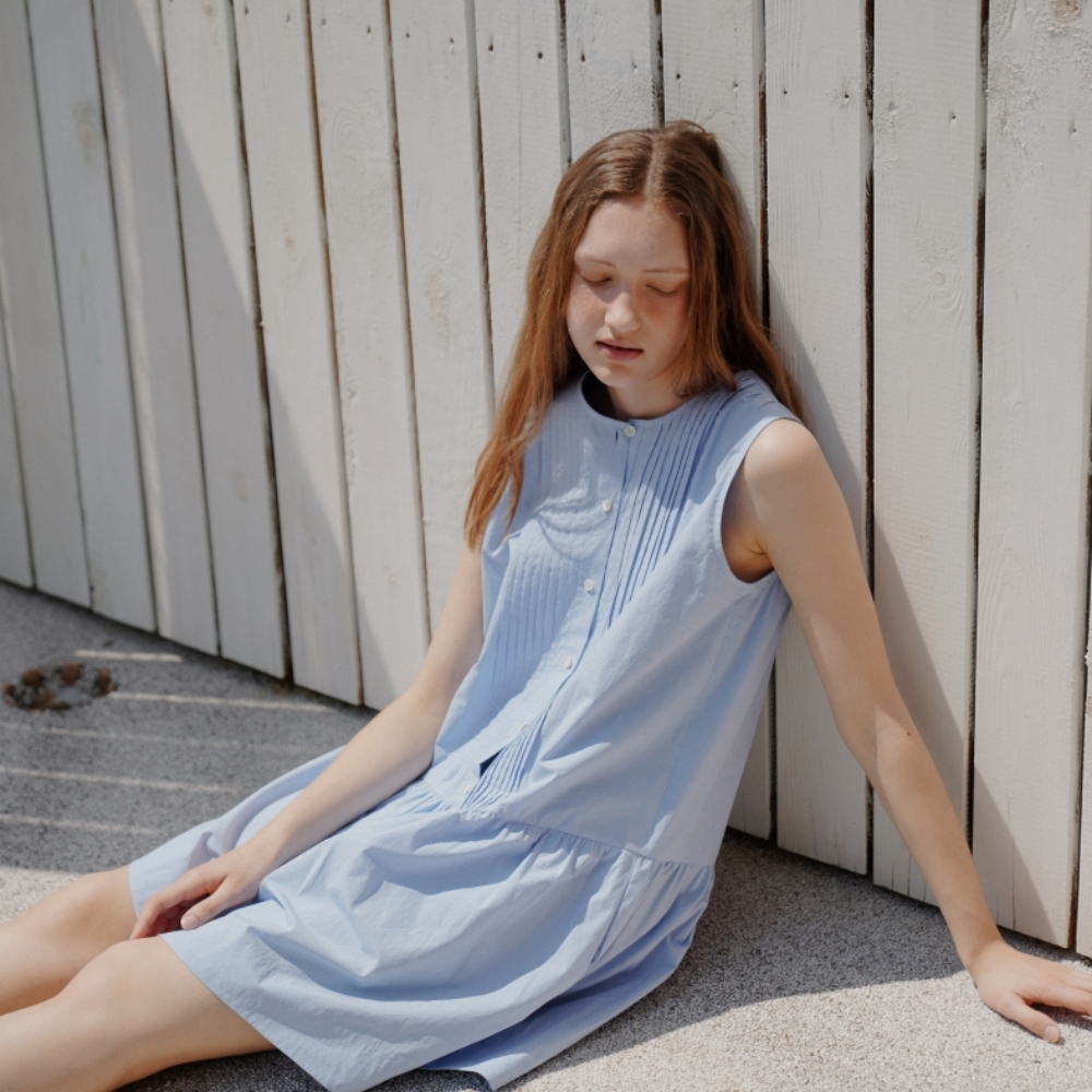 [6/10 예약배송][어나우트] PINTUCK SHIRT DRESS BLUE 이미지 4