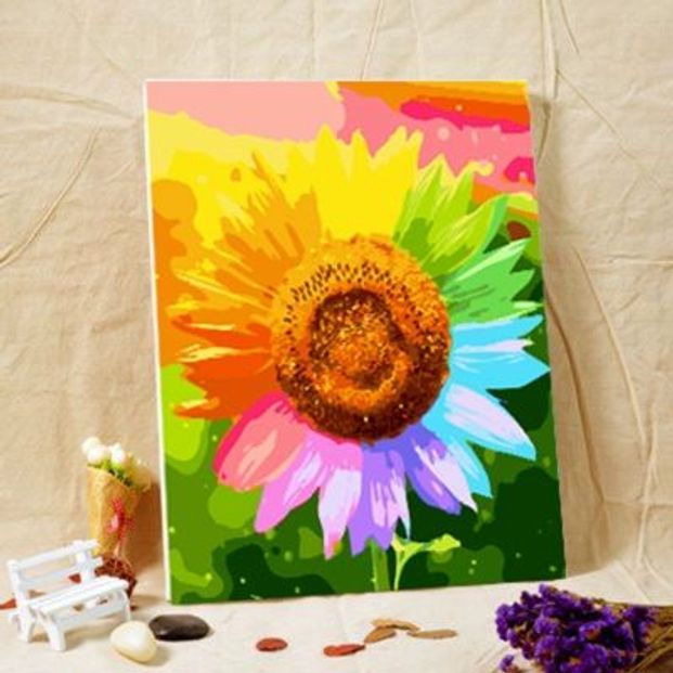 DIY 유화 해바라기 액자 색칠 장식 그림 꽃 풍경 페인팅 명화 해바라기 파란 하늘 - 상세 이미지 4