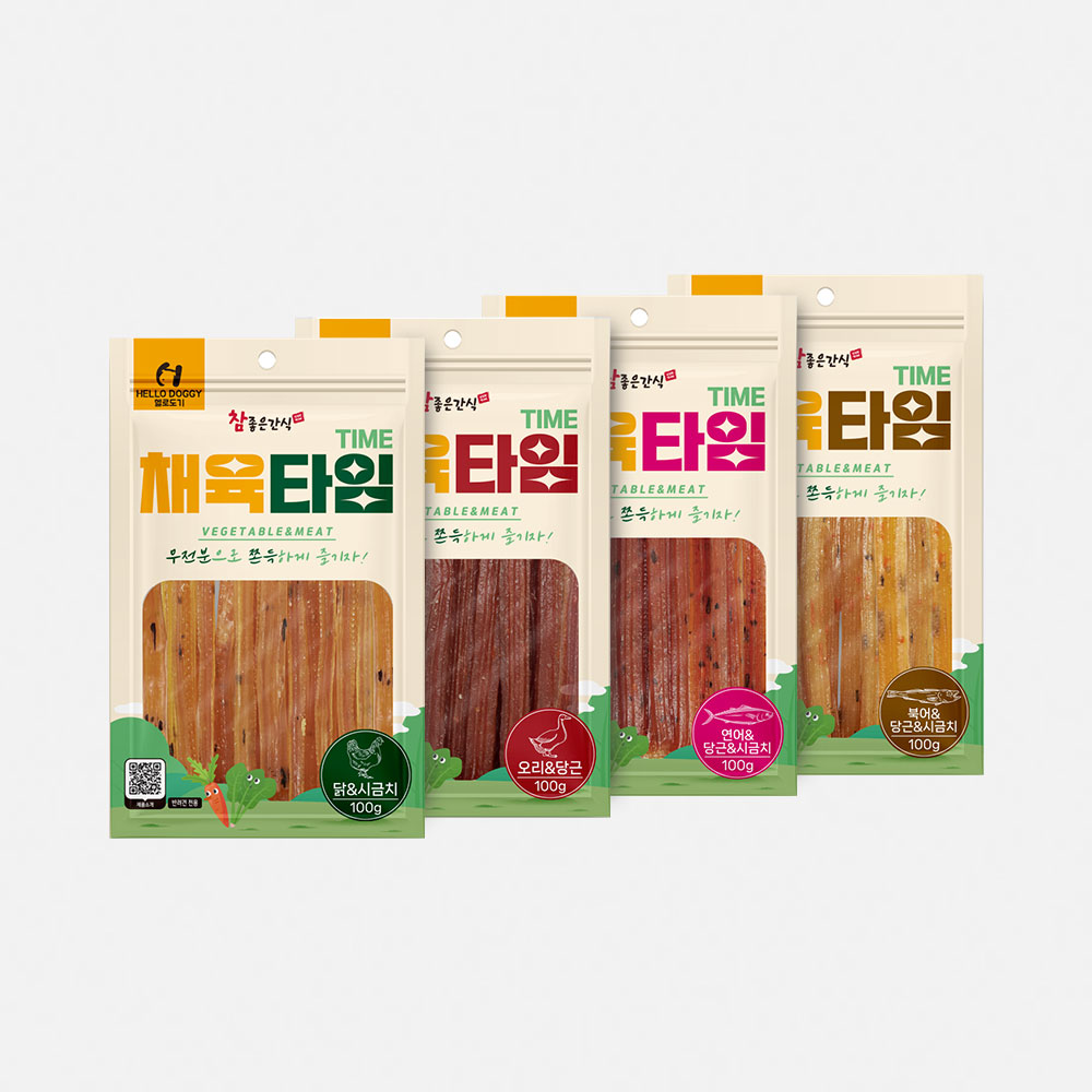 헬로도기 채육타임 강아지다이어트간식 강아지육포 알러지 저칼로리 져키 간식 북어+당근+시금치, 100g, 1개 - 상세 이미지 5