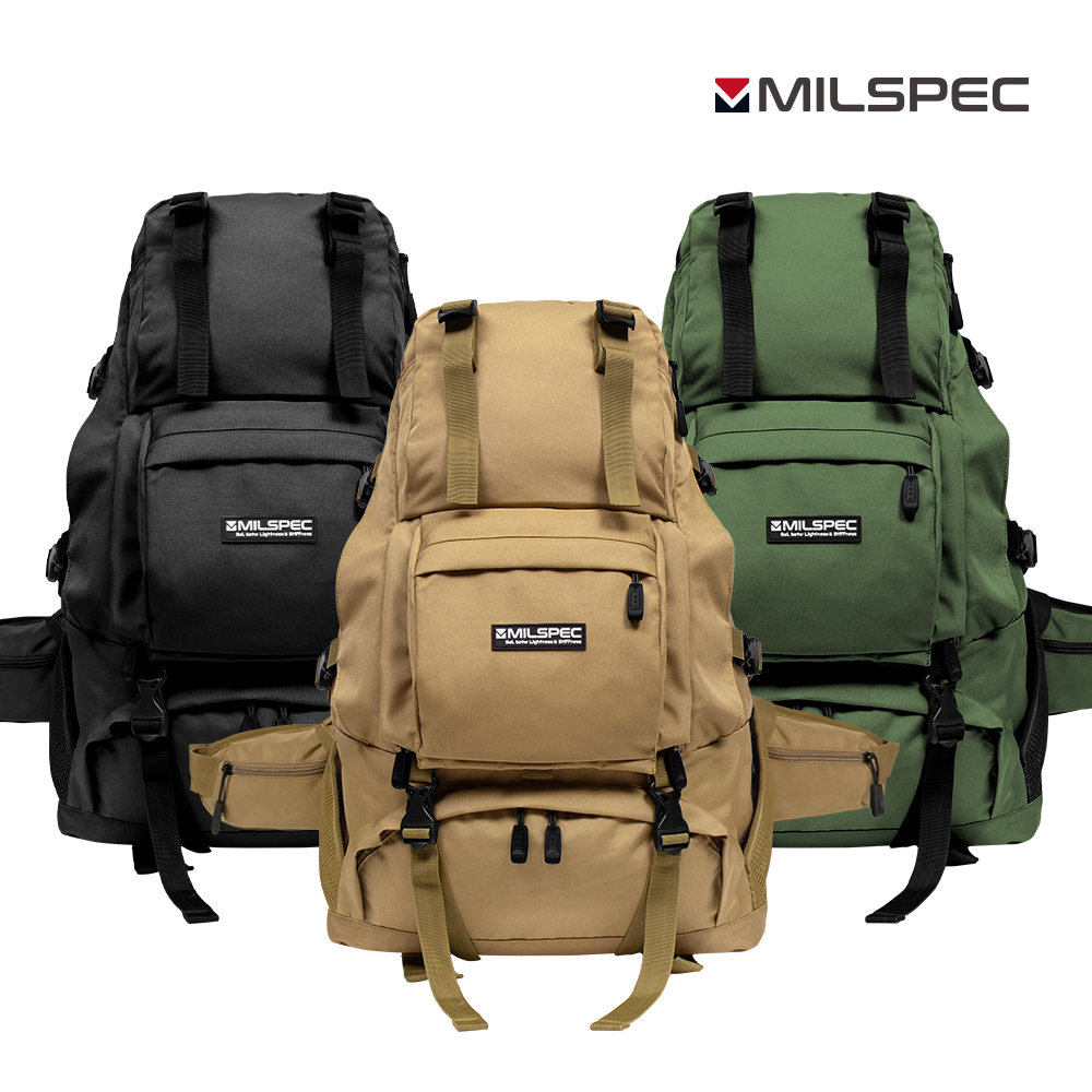 밀스펙 트래블 백팩 40L 여행용 해외여행 대용량 기내용 캠핑 방수 배낭