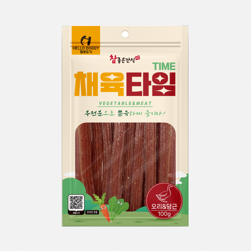 헬로도기 채육타임 강아지다이어트간식 강아지육포 알러지 저칼로리 져키 간식 북어+당근+시금치, 100g, 1개 - 상세 이미지 4