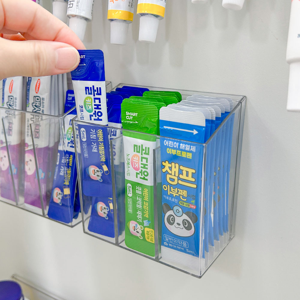 무타공 부착식칸막이수납함 아크릴정리함 미니틈새수납함 약서랍장 벽걸이수납포켓 부착형서랍소형 제품 이미지