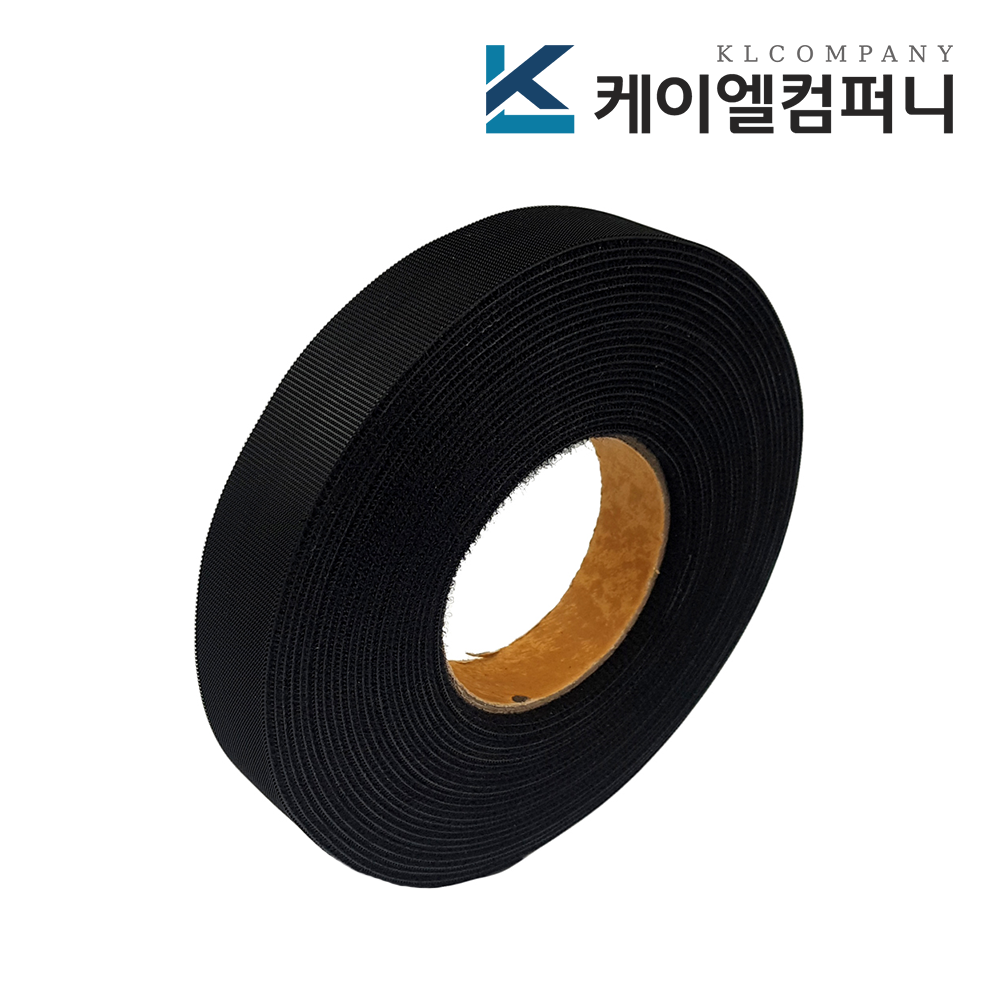 폭 3cm 국산고급 전선정리 암수한몸 양면벨크로 검정색 슬림형 10M x 1롤 제품 이미지