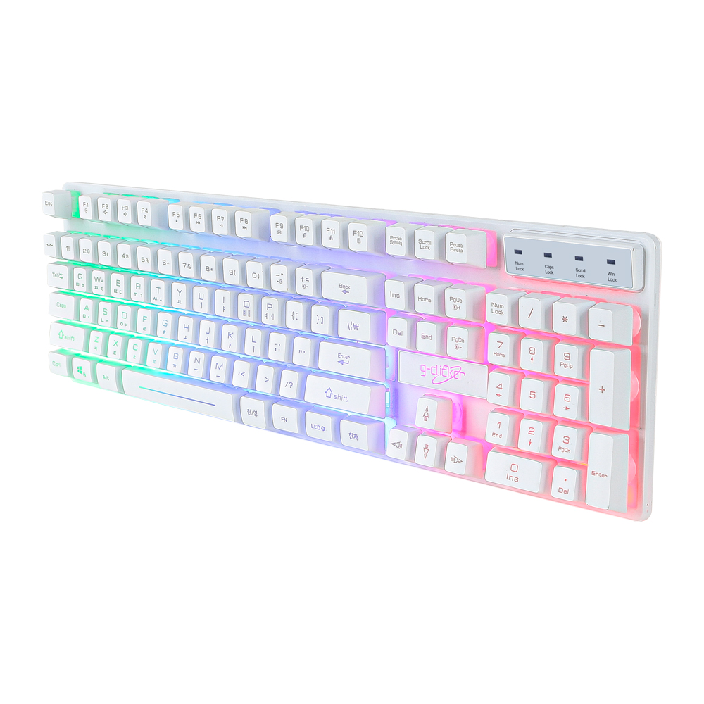 지클릭커 G3 Plus 레인보우 LED 게이밍 키보드 화이트 이미지 7
