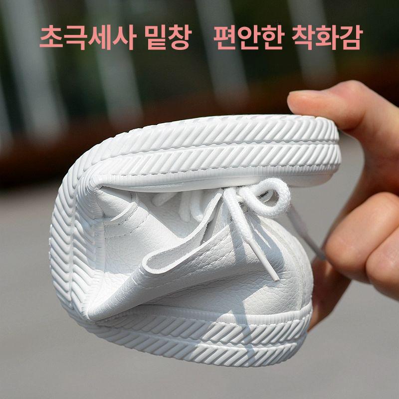 슬립온 운동화 부드러운 밑창 가죽 통기성 봄 여름 가을 블랙 흰색 신발 여성용 단화 1.흰색 - 상세 이미지 5