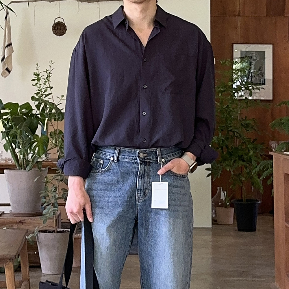 남자 셔츠 오버핏 얇은 쿨 여름 남방 남자린넨셔츠 - 상세 이미지 3