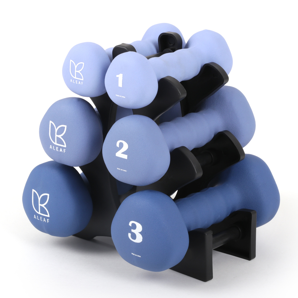 아리프 네오프렌 삼각 아령 12kg 세트 덤벨 거치대 포함 여자 미용 홈트 - 상품 이미지