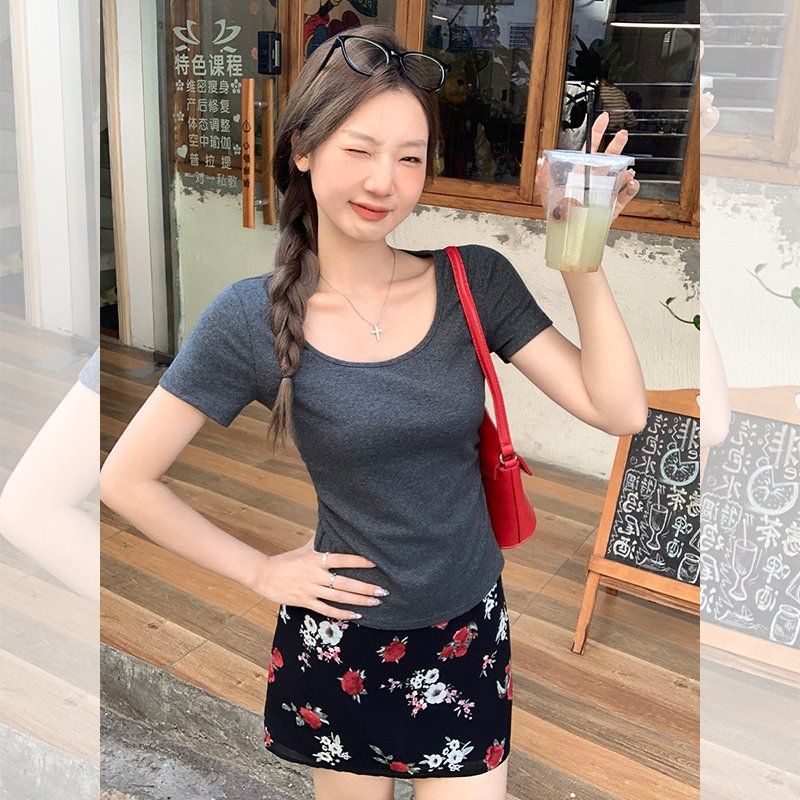 여성 플라워 미니 스커트 A라인 치마 짧은치마 여름 데일리 캐주얼 짧은 스커트 하의 - 상세 이미지 2