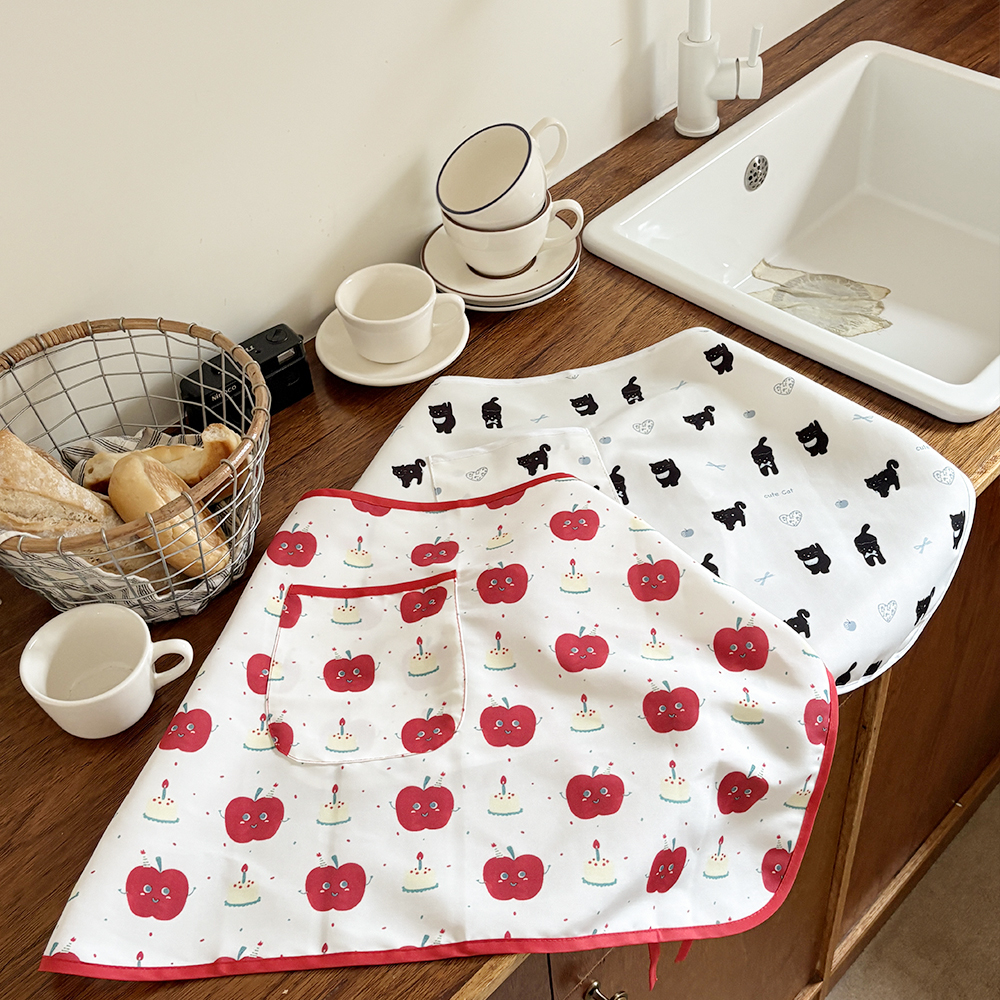 귀여운 베이킹 생활방수 캐릭터 짧은 허리 하프 앞치마
