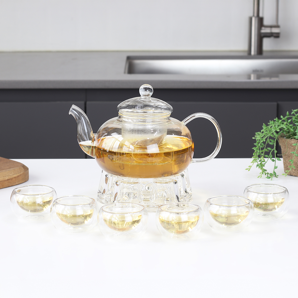 NHB 차포트 내열 유리 티 주전자 세트 1L, 1개