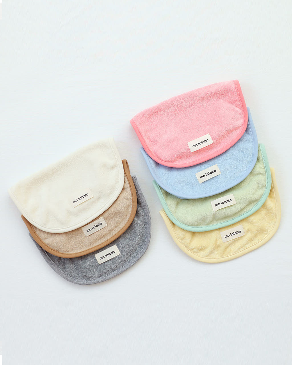 마롤로뜨 테리 원형 무지 아기 턱받이 테리빕 양면 2겹 이유식 침받이 순면 간식 저자극