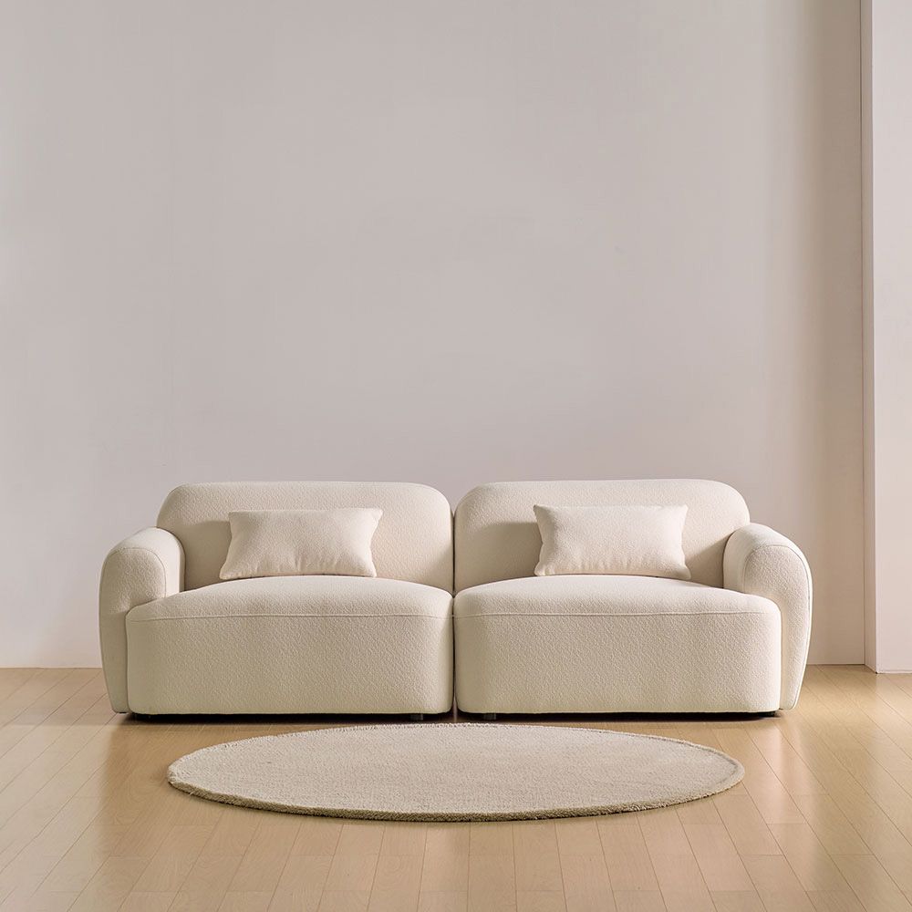 스코나 콘테라 부클레 아쿠아텍스 패브릭 모듈 소파 스툴미포함, 아이보리, 3인용