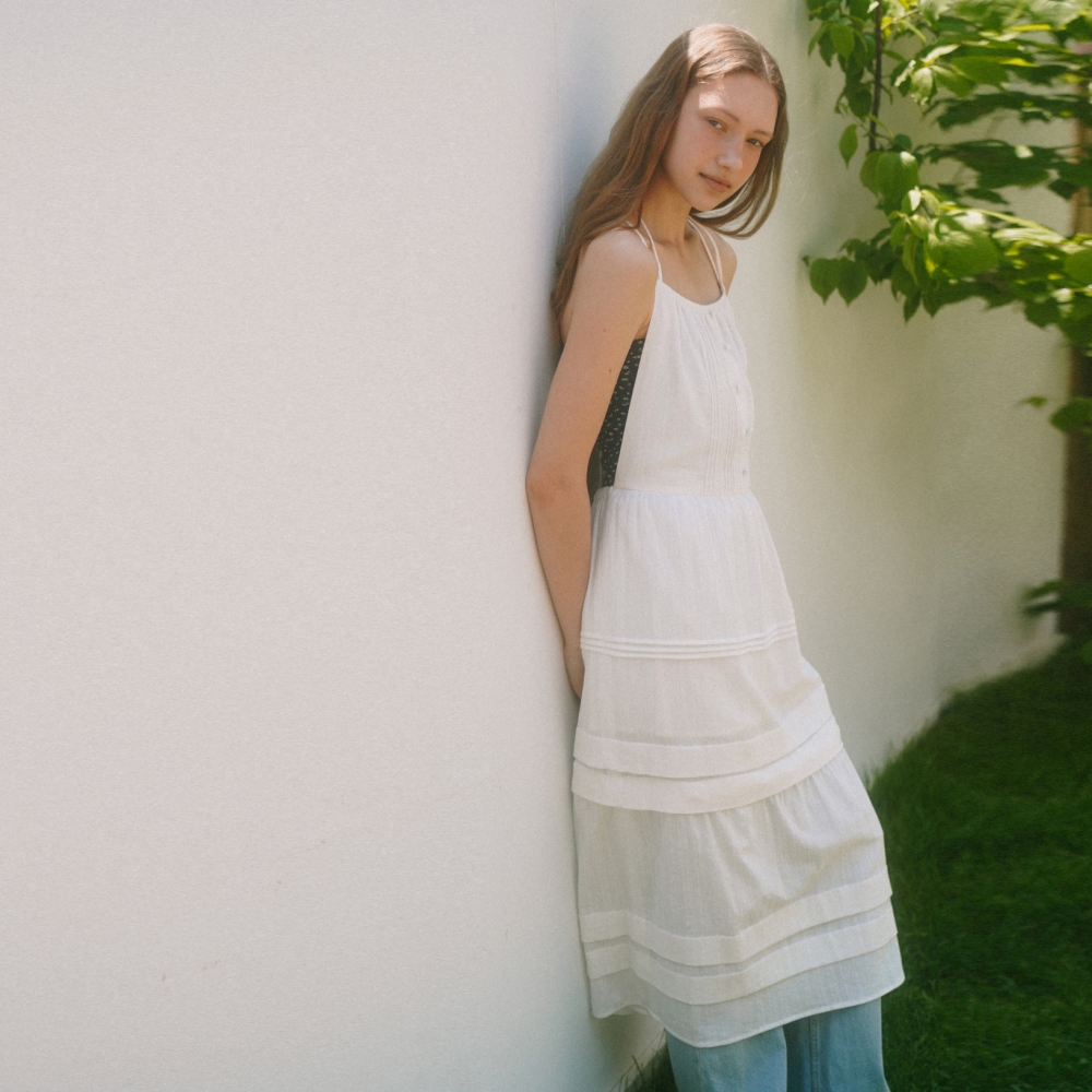 [어나우트] DETACHABLE COTTON MAXI DRESS IVORY - 상품 이미지
