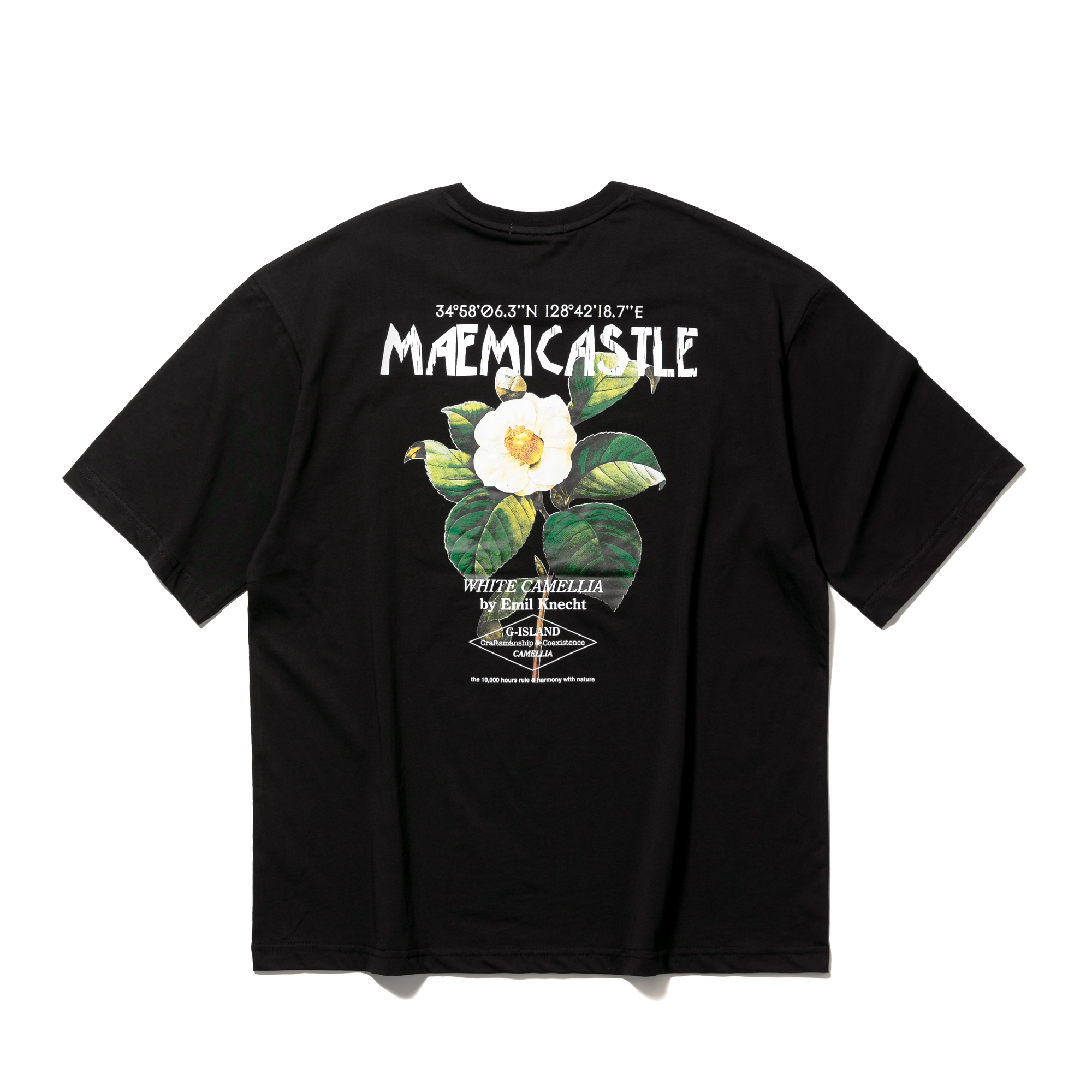 싱클레어 매미캐슬 콜라보 티셔츠 카멜리아 그래픽 오버핏 반팔티 남녀공용 블랙 이미지 7