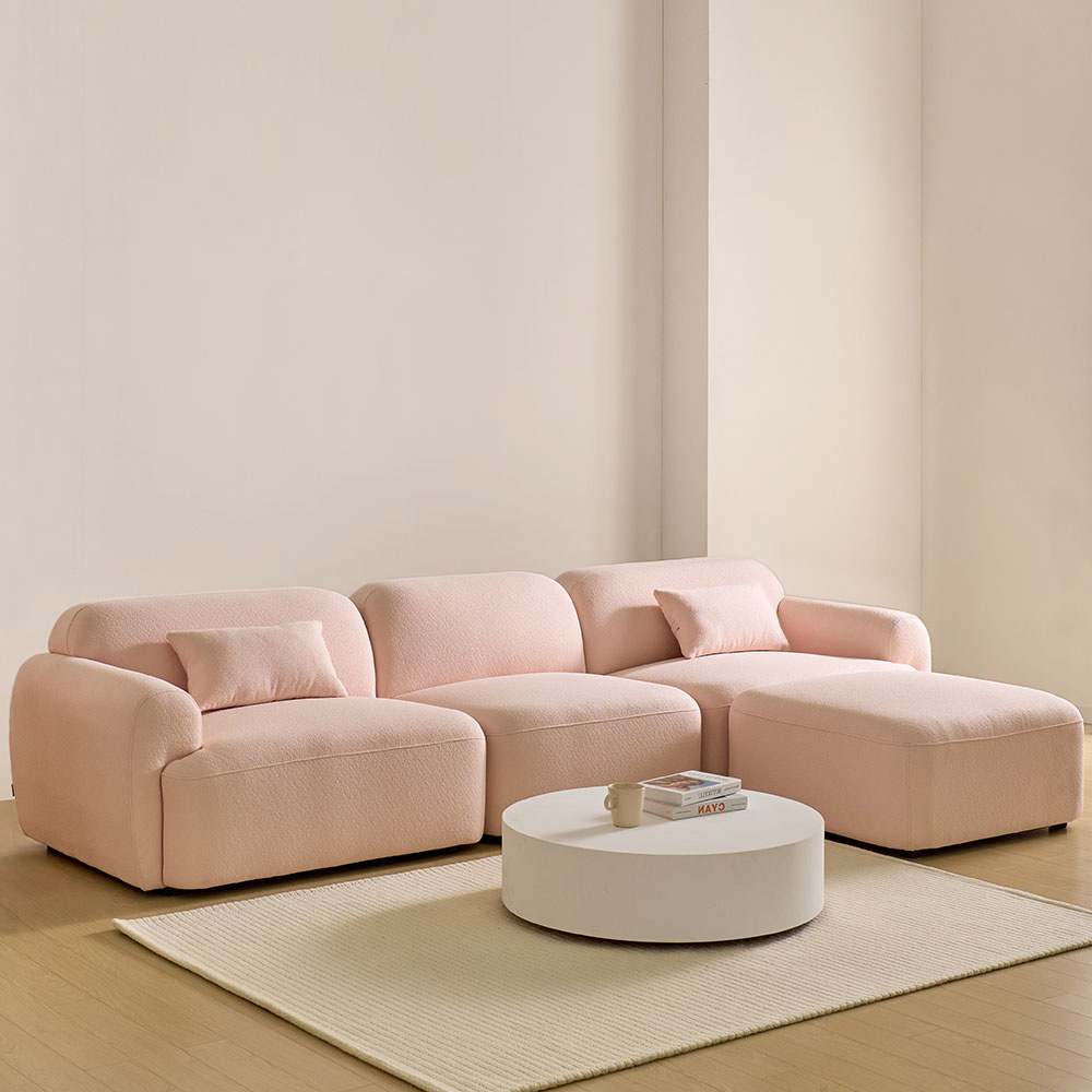 스코나 콘테라 부클레 아쿠아텍스 패브릭 모듈 소파 스툴포함, 핑크, 4인용