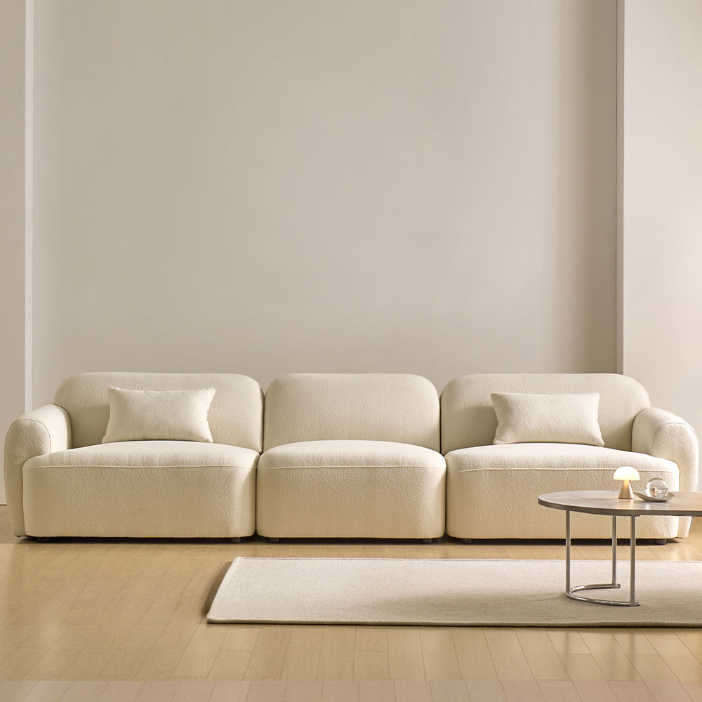 스코나 콘테라 부클레 아쿠아텍스 패브릭 모듈 소파 스툴미포함, 아이보리, 4인용