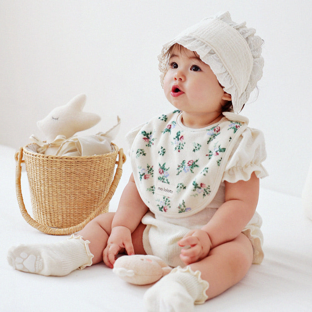 마롤로뜨 테리 원형 무지 아기 턱받이 테리빕 양면 2겹 이유식 침받이 순면 간식 저자극