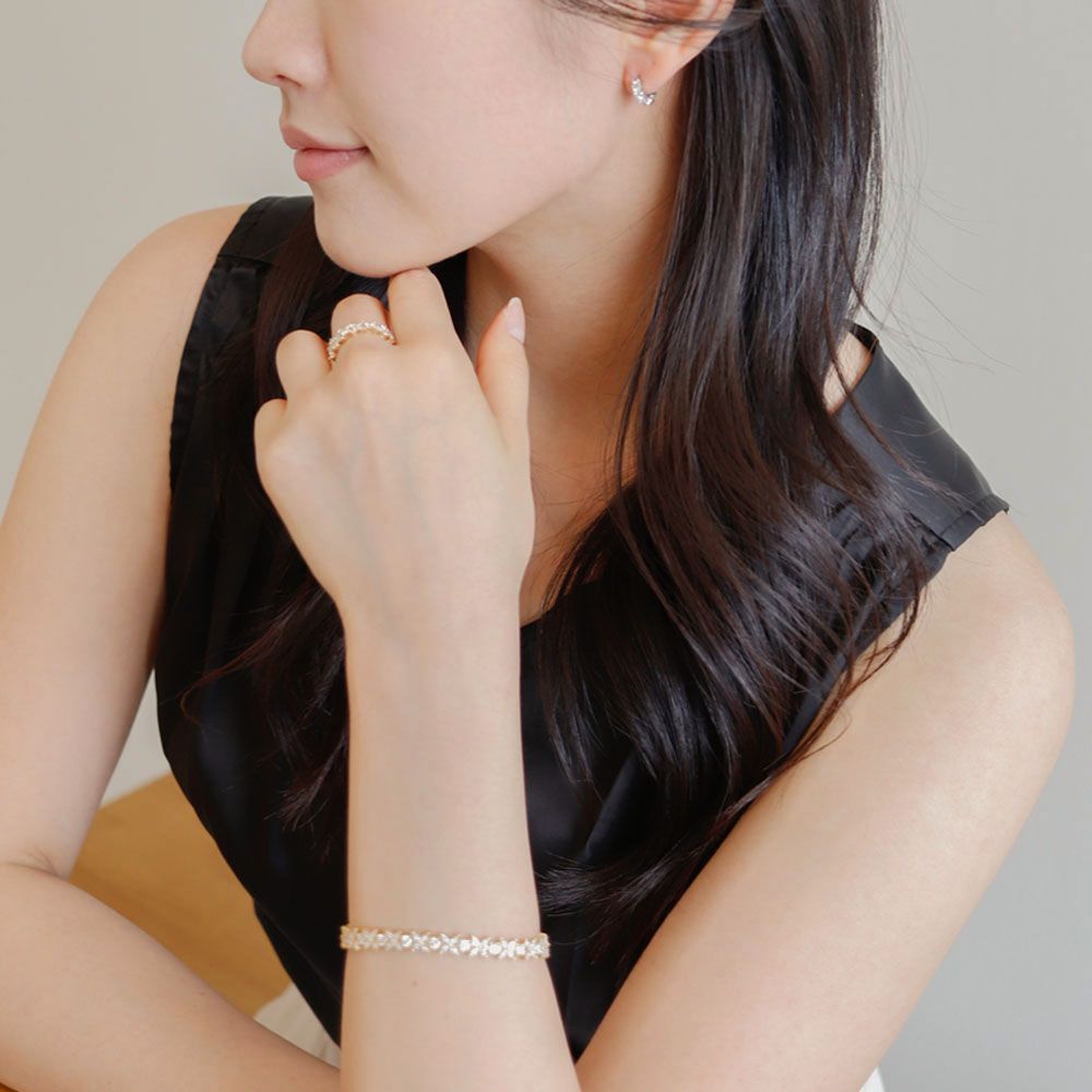 다이아 테니스 반지 랩 다이아 몬드 마퀴즈 플라워 여자 명품 결혼 기념일 생일 선물 - 상세 이미지 3