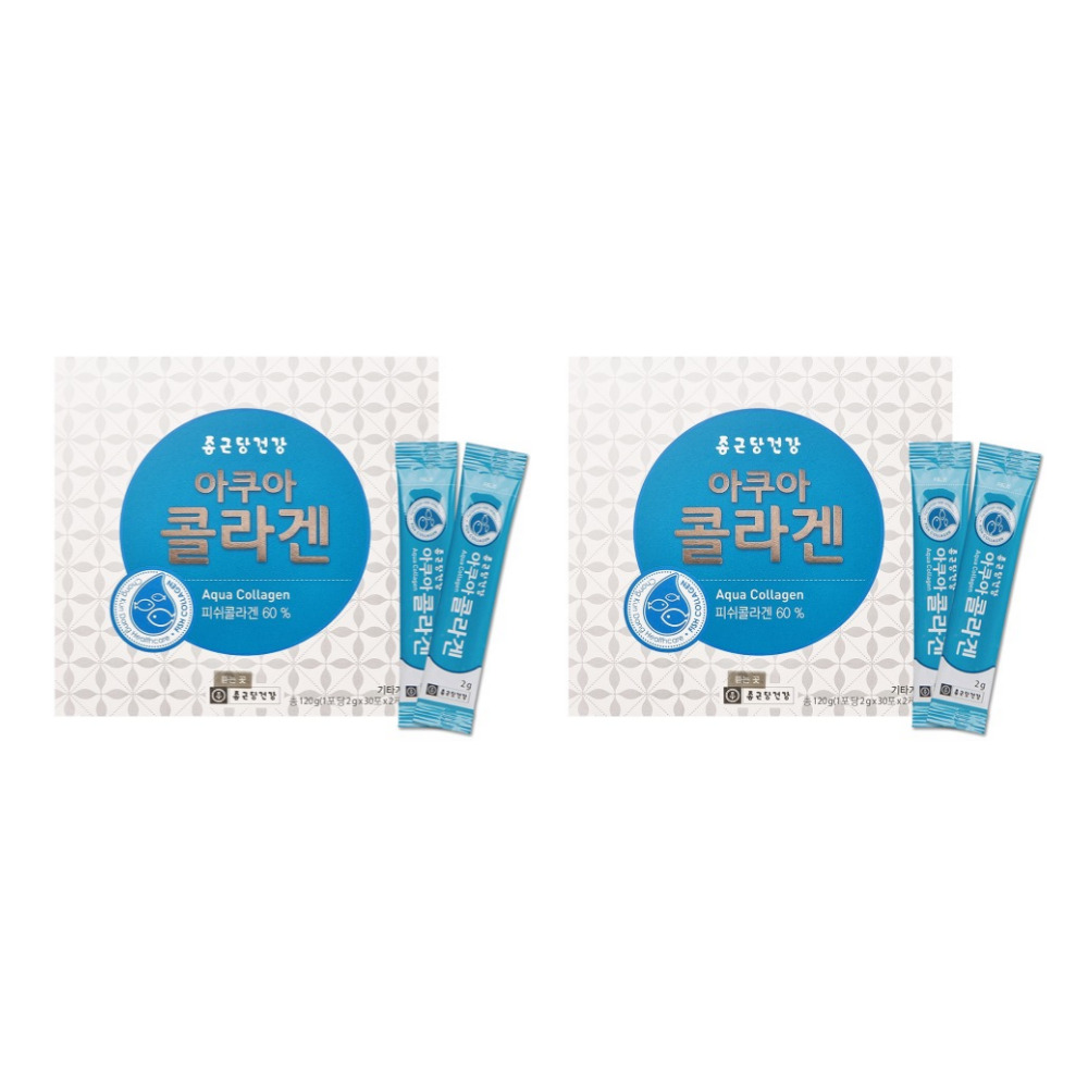 종근당건강 아쿠아 콜라겐 먹는 프리미엄 피쉬 콜라겐 가루 2g 60포, 2개 - 상품 이미지