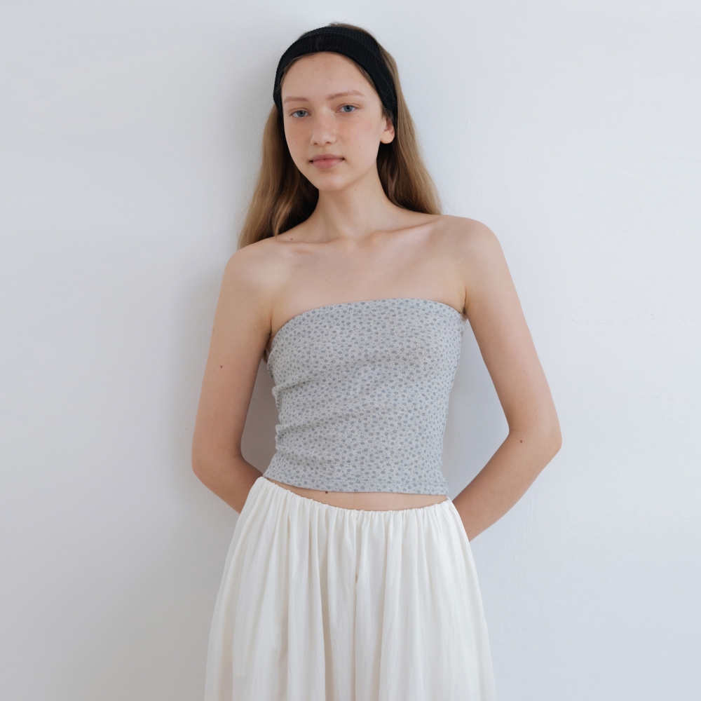 [어나우트] FLORAL TUBE TOP GREY - 상품 이미지