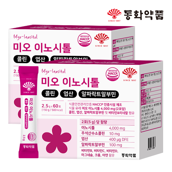 동화약품 미오 이노시톨 콜린 엽산 알파락트알부민 60포, 2개
