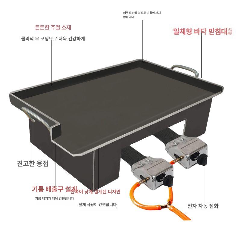 사각철판 무쇠 캠핑 주철 주물 불판 대형 볶음 삼겹살 길이 50x너비 30 cmx두께 6한쪽에 - 상세 이미지 5