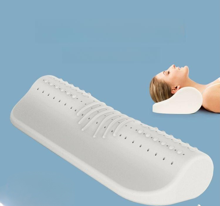 라텍스목베개 휴대용 기능성 여행 기내용 수납 높은 낮잠 저형-연회색 코튼 커버 - 상품 이미지