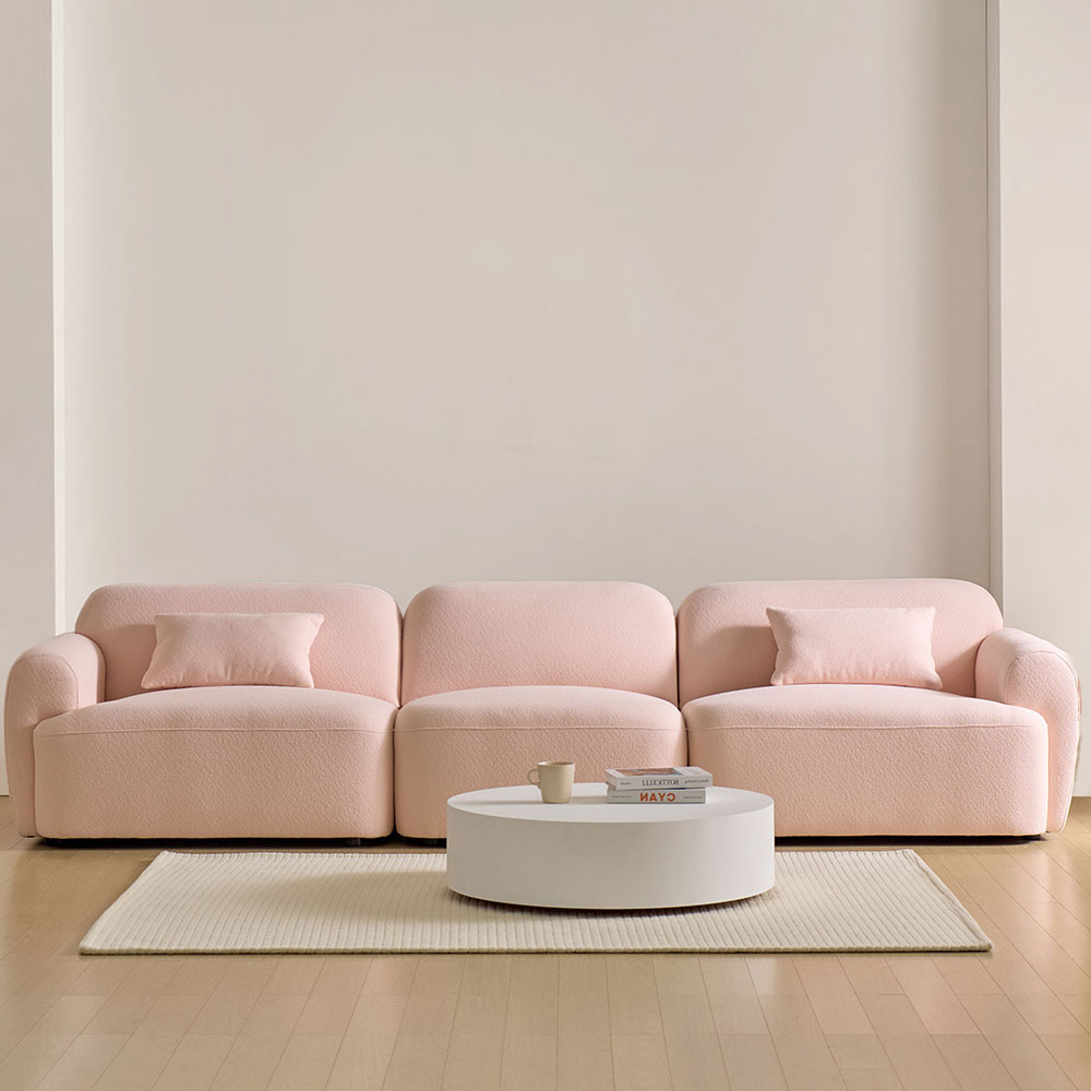 스코나 콘테라 부클레 아쿠아텍스 패브릭 모듈 소파 스툴미포함, 핑크, 4인용