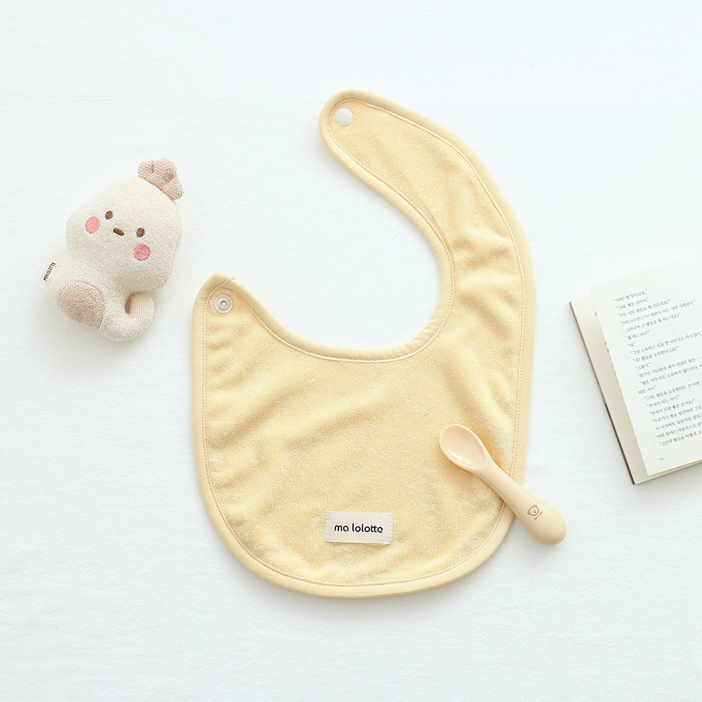 마롤로뜨 테리 원형 무지 아기 턱받이 테리빕 양면 2겹 이유식 침받이 순면 간식 저자극