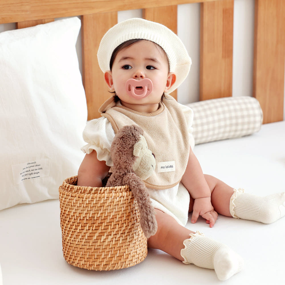 마롤로뜨 테리 원형 무지 아기 턱받이 테리빕 양면 2겹 이유식 침받이 순면 간식 저자극