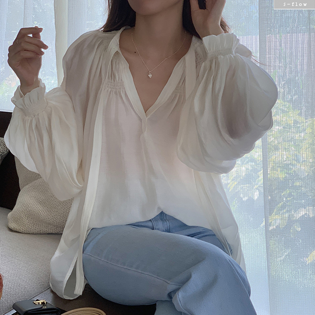 오버핏 블라우스 새틴 쉬폰 제이플로우 매듭 벌룬 스타일 리뷰