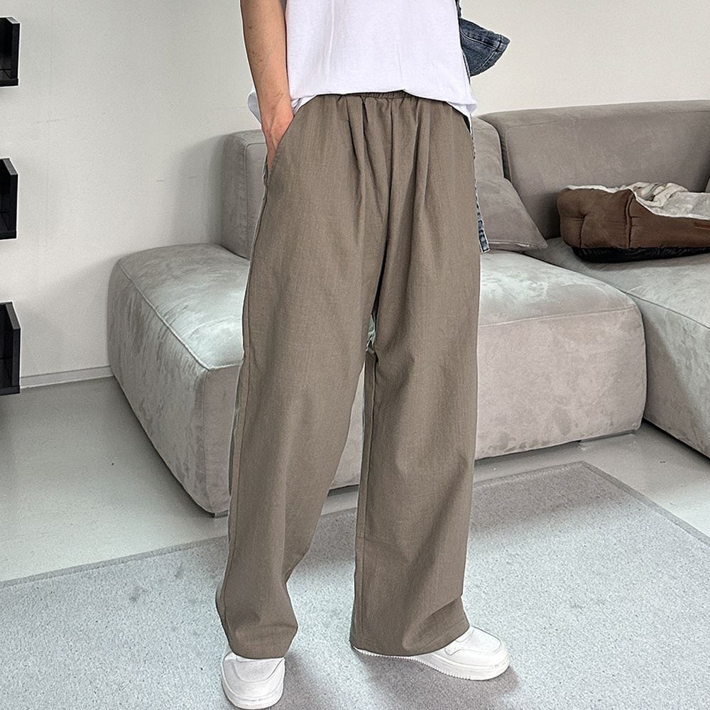 남자여름바지 밴딩 린넨 아이스 팬츠 남자냉장고바지 - 상세 이미지 3