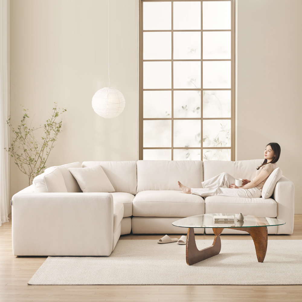 [추석행사] 케이하우스홀드 무에나 코너형 소파 국내제작 5인용 6인용 가족 패브릭 소파