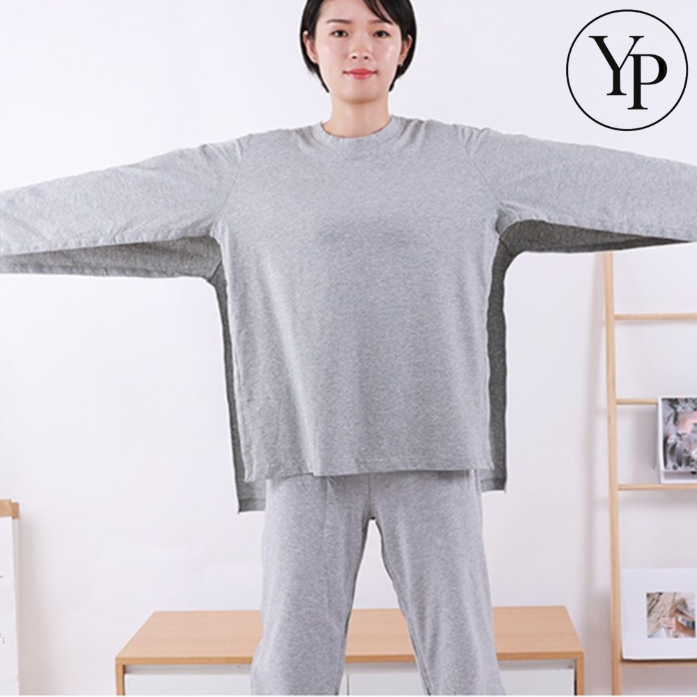 병원 트여있는 환자복 지퍼형 버클 가운 입원복 치료 검진복 수술환자복 - 상품 이미지