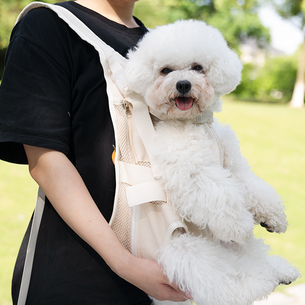 강아지 반려동물 배낭형 이동 가방 포대기 백 중형견 산책 외출 아이보리 S 1~2.5kg - 상세 이미지 2