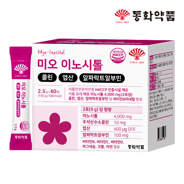 동화약품 미오 이노시톨 콜린 엽산 알파락트알부민 60포, 1개