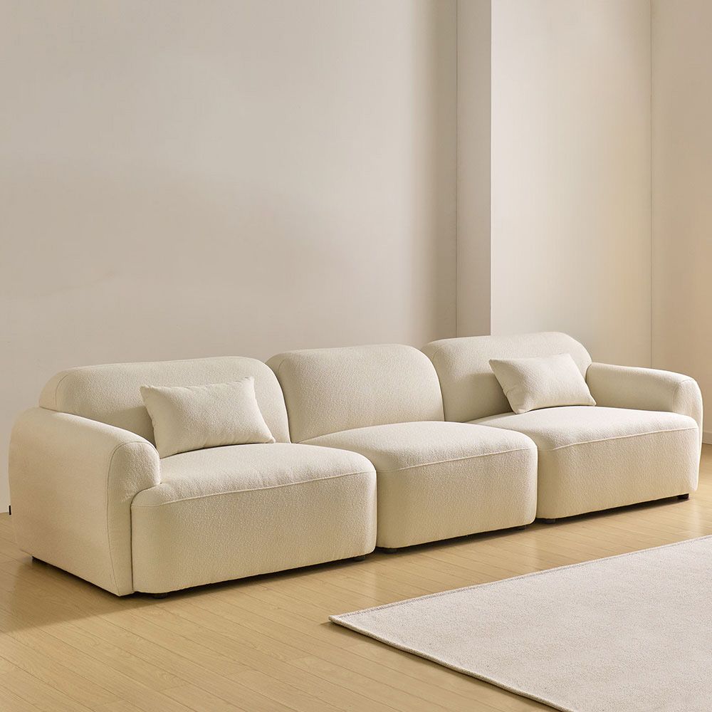 스코나 콘테라 부클레 아쿠아텍스 패브릭 모듈 소파 스툴미포함, 아이보리, 4인용