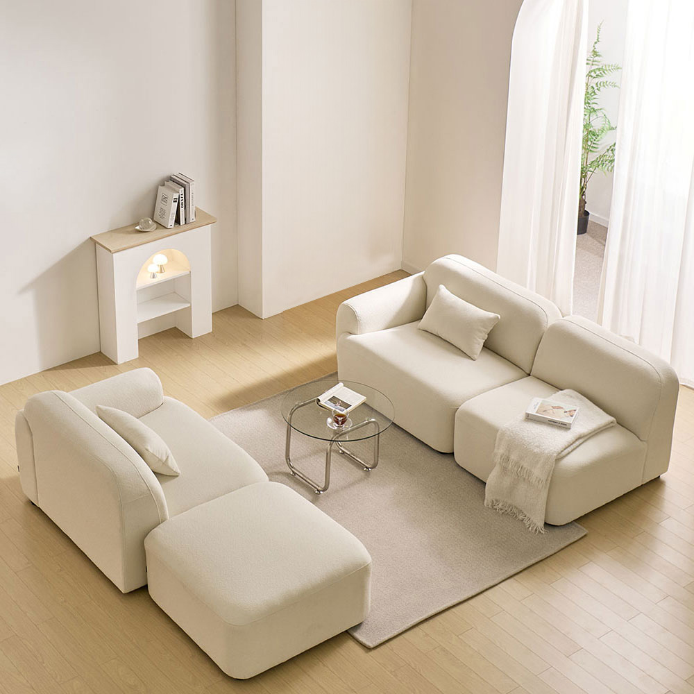 스코나 콘테라 부클레 아쿠아텍스 이지클린 패브릭 모듈 보조 스툴 1인 소파