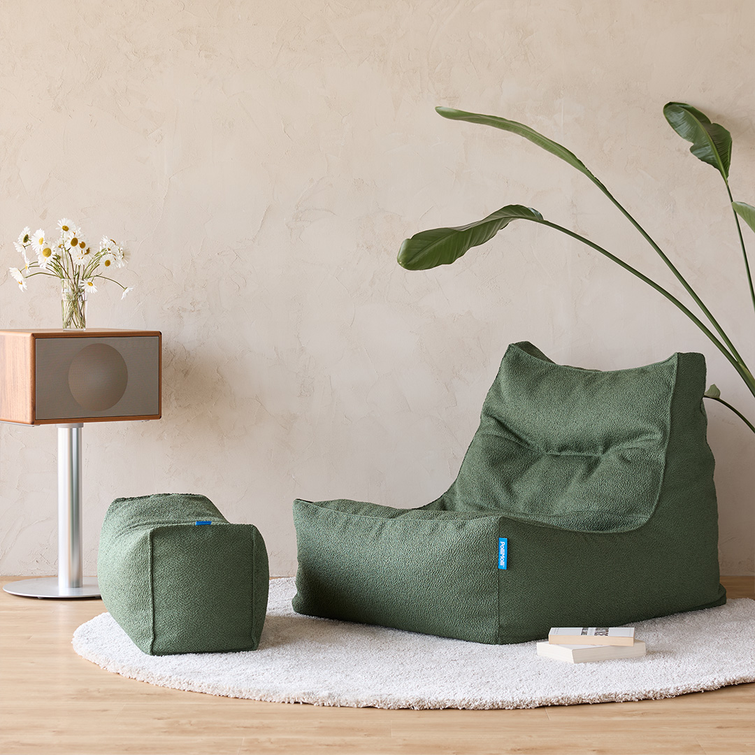 폴리몰리 607B 부클레 1인용 대형 빈백 소파 쿠션, 아이보리 (메시속커버,선택안함)