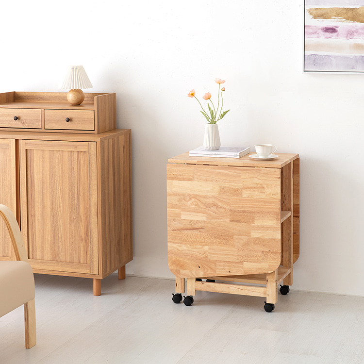 DIGOOD 이동식 접이식테이블 고무나무 1590mm, 고무나무 4933.7207