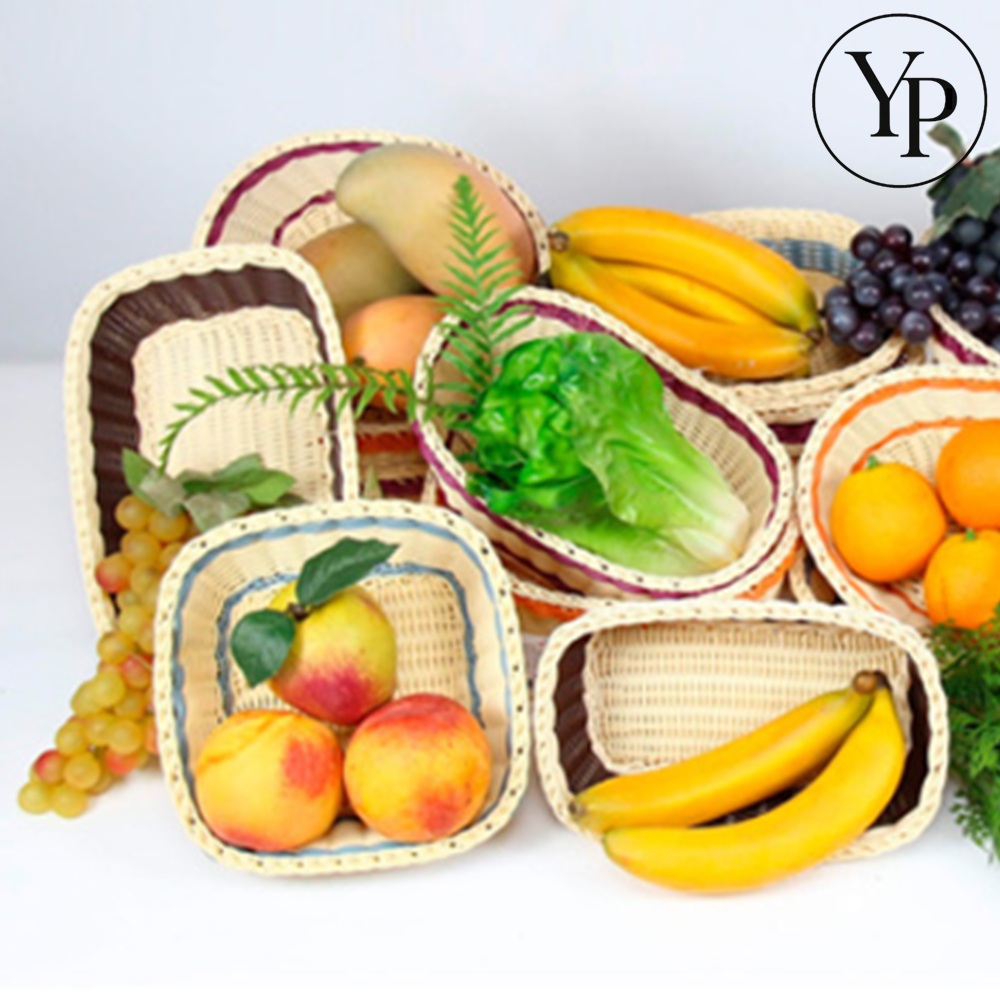 핸드메이드 라탄 수납 바구니 타원형 바스켓 진열대 수공예 간식 바구니 인테리어