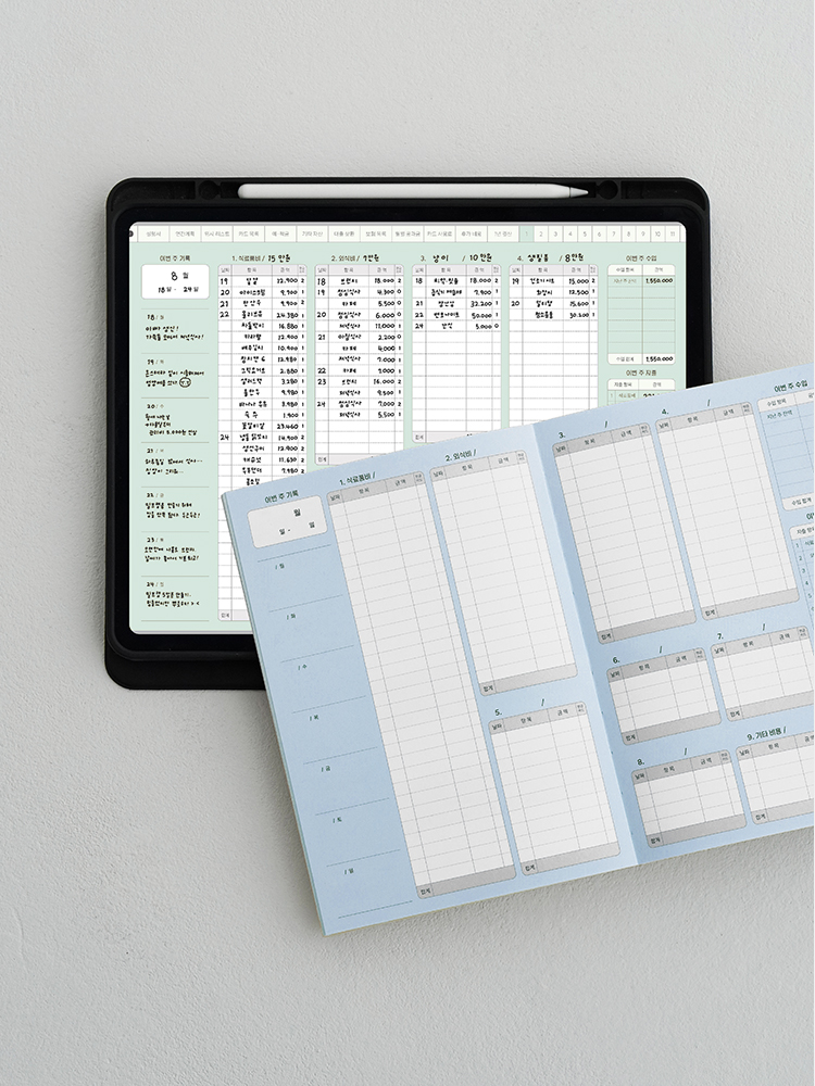1분발송 리훈 카테고리 오늘쓰임 가계부 용돈기입장 굿노트 아이패드 PDF 속지