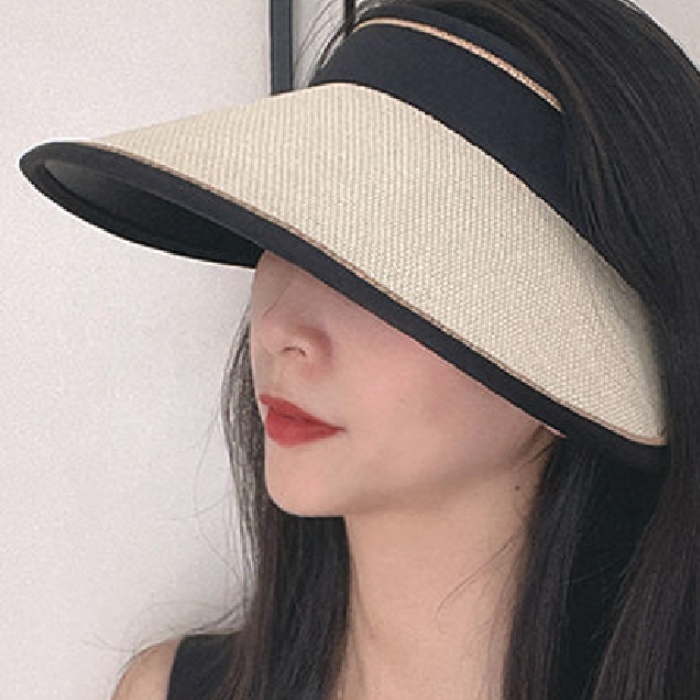 라탄썬캡 여성여름모자 밀짚썬햇 비치모자 - 상품 이미지